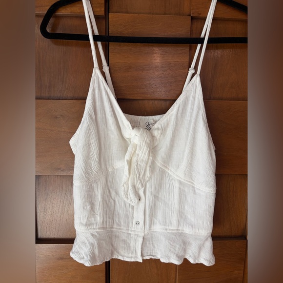 Japna Tops - Japna White Gauze Tie-Front Spaghetti Strap Camisole